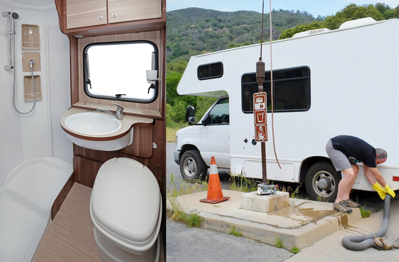Portable RV/camper toilet and holding tank setup in Durham, North Carolina